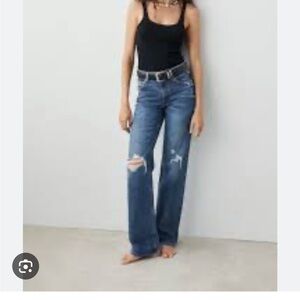 Viral beloved Ayr Secret Sauce Classic Blue Distressed Women's Jeans.